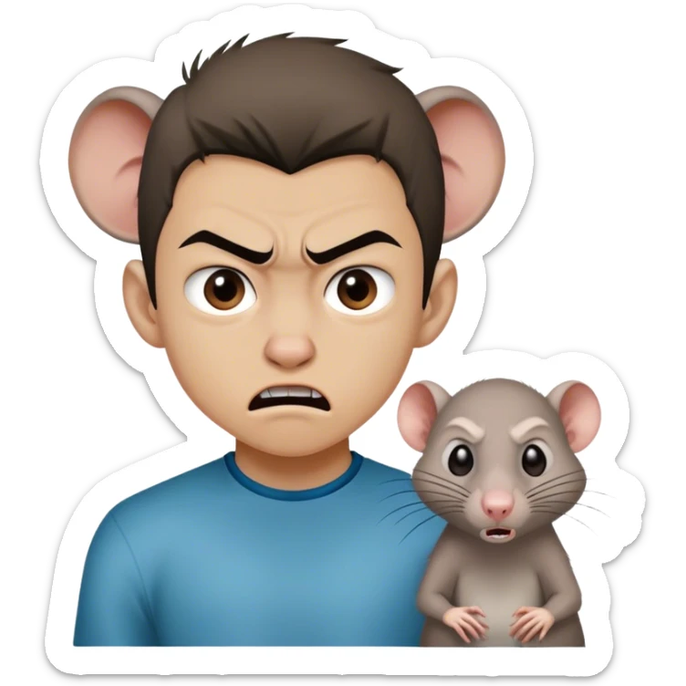 A teenager very angry to a kazakh adolescent named Daryn who is looks like a rat sticker