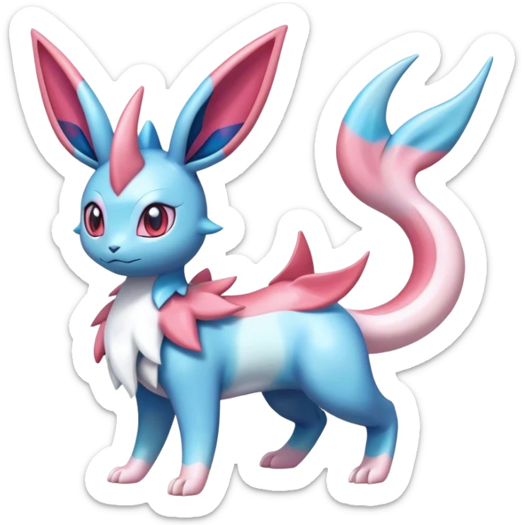 Shiny Cute Milotic-Sylveon-Glaceon-Vaporeon-Dragonair-Pokémon-hybrid-fusion full body sticker