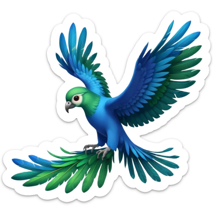 quetzalcoatlas, a fusion of a quetzal bird and an atlas, vibrant feathers, majestic, mythical creature sticker