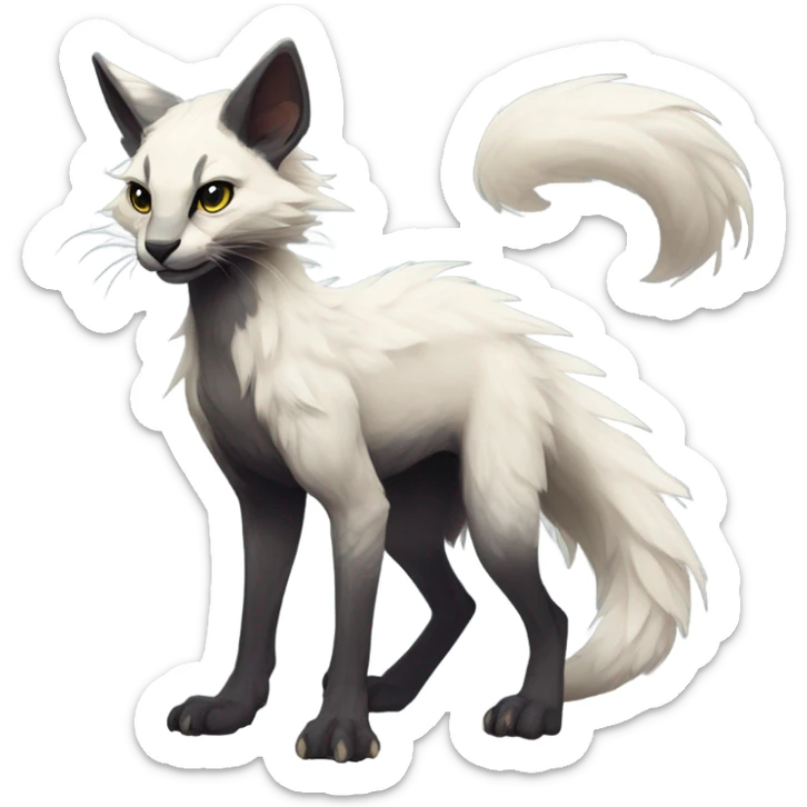 Modern Feral Rare Fantasy Vernid-Trico-species by LiLaiRa, random markings, tufted tail, tufted ears, full body sticker