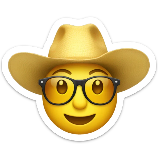 emoji jaune lunette de soleil avec un chapeau safari sur la tête sticker