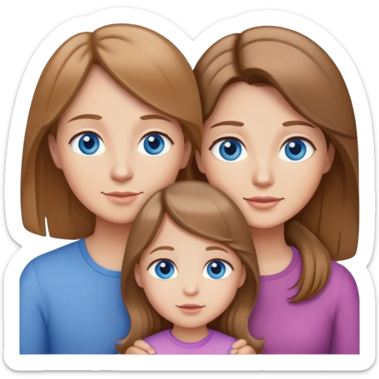 Family with mother, father and three little girls, everyone has light brown hair and blue eyes sticker