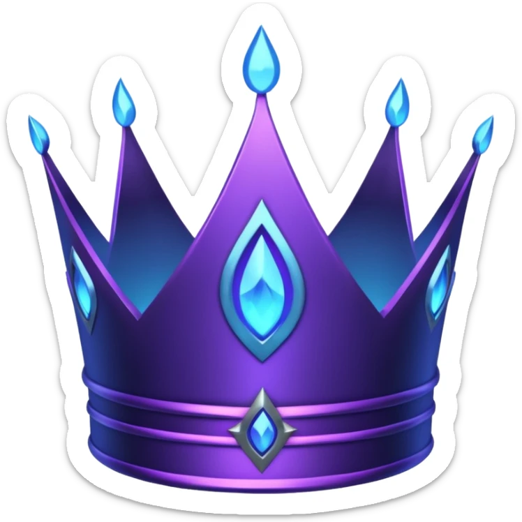 A dark glowing crown with purple neon edges and a small blue flame in the center. Mysterious, powerful, and royal. 👑🔥💜 sticker