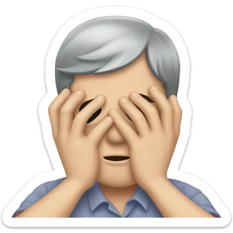 Person ashamed of thems of hiding face in hands sticker