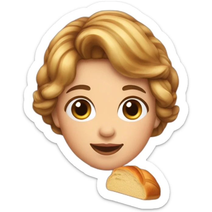 Tête petite fille avec 3 couettes qui mange un croissant  sticker