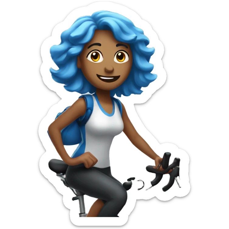 Girl with blue hair riding peloton bike  sticker