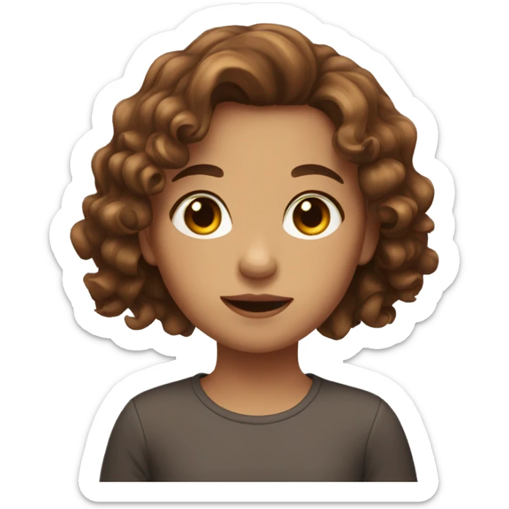 A girl with brown wavy hair, brown eyes  sticker