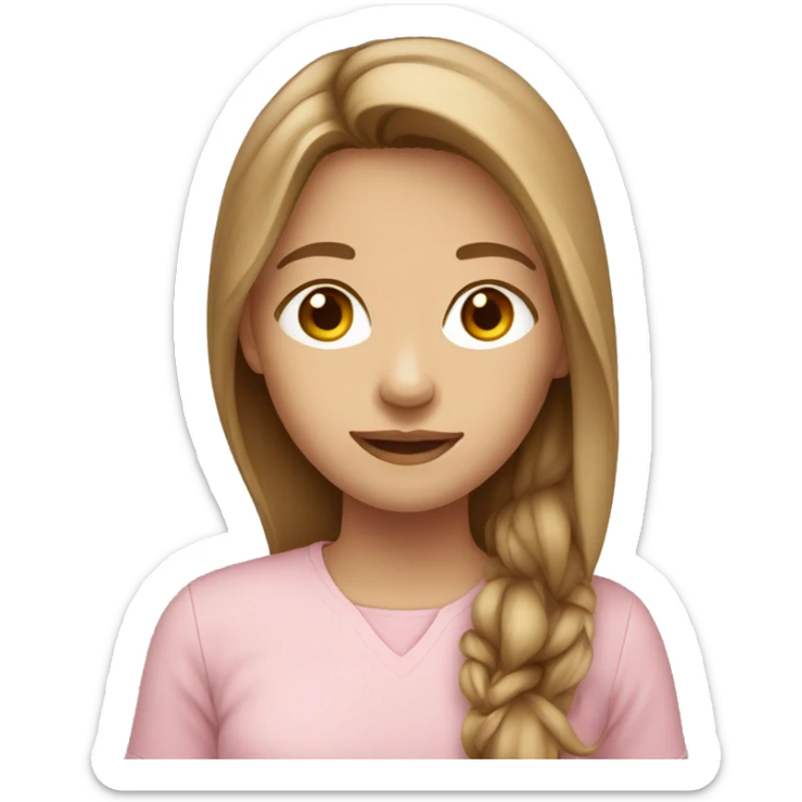 Teenager girl long light Brown hair light-pink shirt sticker