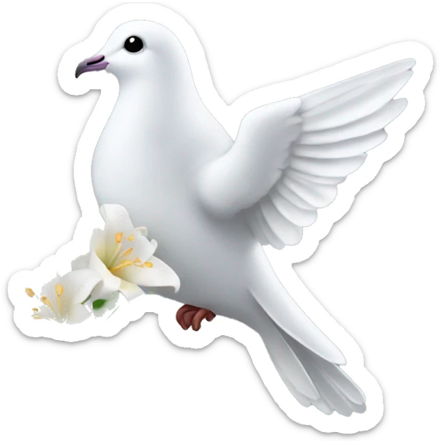 dove of peace holding lilies of the valley in its beak sticker