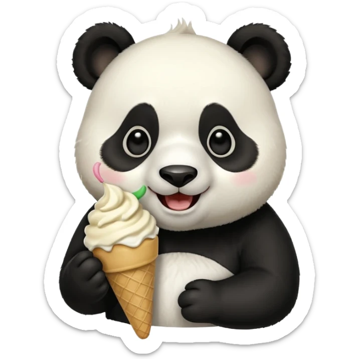 Panda eating ice cream sticker