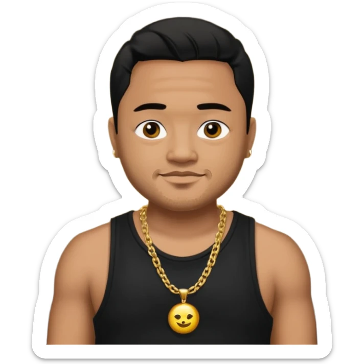 J Boog medium dark skin, black hair, black tank top with necklace sticker