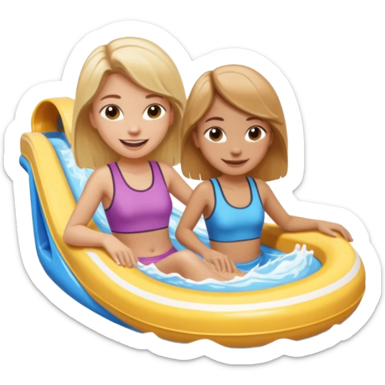 brown haired girl and blonde haired girl on the lazy river water slide sticker