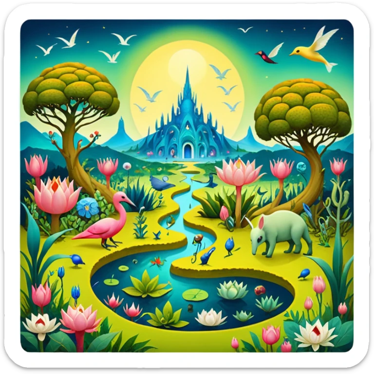 solarpunk - hieronymus bosch phantasmagoric depictions of the garden of earthly delights sticker