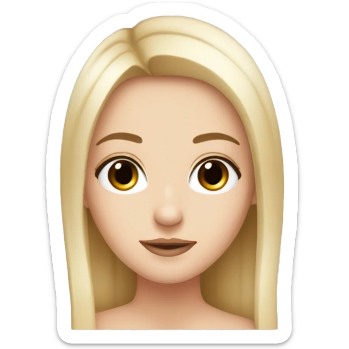 A white girl with dark brown eyes, long lashes and long straight blonde hair  sticker