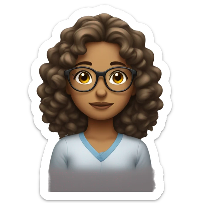 girl ready to sleep with glasses and heatless curls on her hair sticker