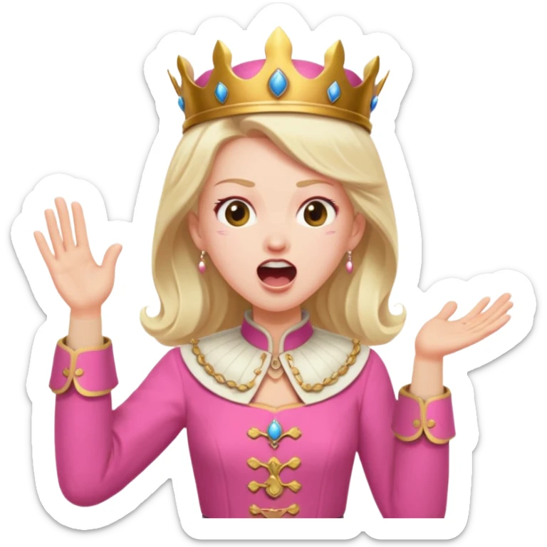Royal person with pink outfit yelling at a peasant person sticker