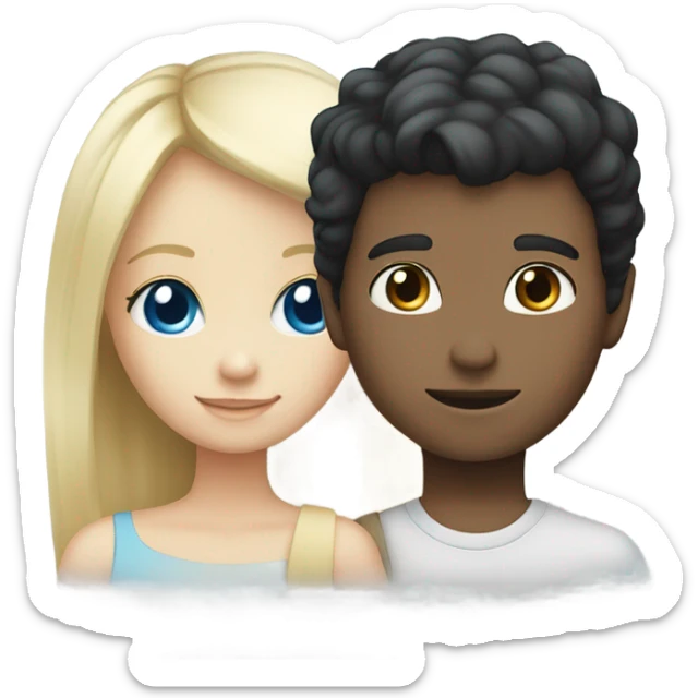 black hair boy and blonde hair blue eyed girl sticker