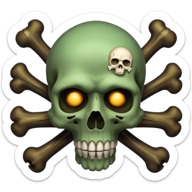 a poisonous cloud of gas, dark swamp color, with an image of a skull and two crossed bones behind the skull sticker