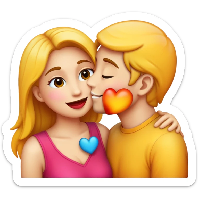 to draw create emoji love you too in middle of kiss sticker