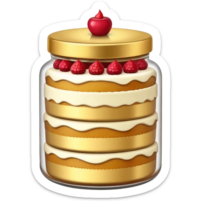 A layered small jar of cake that is gold outline black background ONLY GOLD I just wanted to be an outline on a black screen. sticker