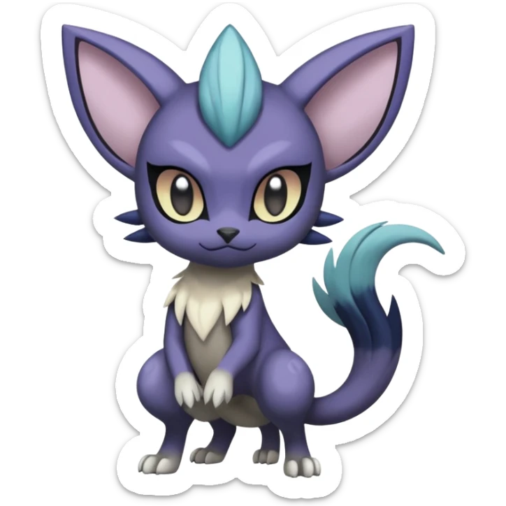 Smooth Edgy Cool Dark Dusky Gloomy Meloetta-Purrloin-Absol-Gatomon-Trico-Pokémon-Fakémon-fusion-hybrid-creature sticker