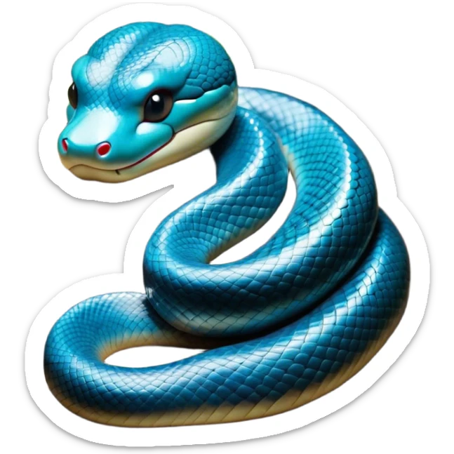 Meme-Worthy Cute Sleeping Chinese Water Snake Portrait Emoji, Head resting peacefully with a contented smile, showcasing a slender, graceful build and a luxuriously soft, shimmering scaled body, eyes gently closed in serene, fluid slumber, Simplified yet hilariously adorable features, highly detailed, glowing with a soft, drowsy aquatic light, high shine, relaxed and utterly lovable, stylized with an air of playful laziness, soft glowing outline, capturing the essence of a sleeping water snake that feels destined to become the next viral sensation of adorable aquatic rest! sticker