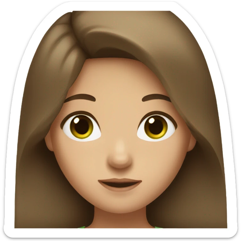 White girl green eyes brown hair  sticker