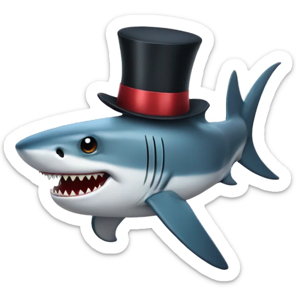 Shark with a top hat sticker