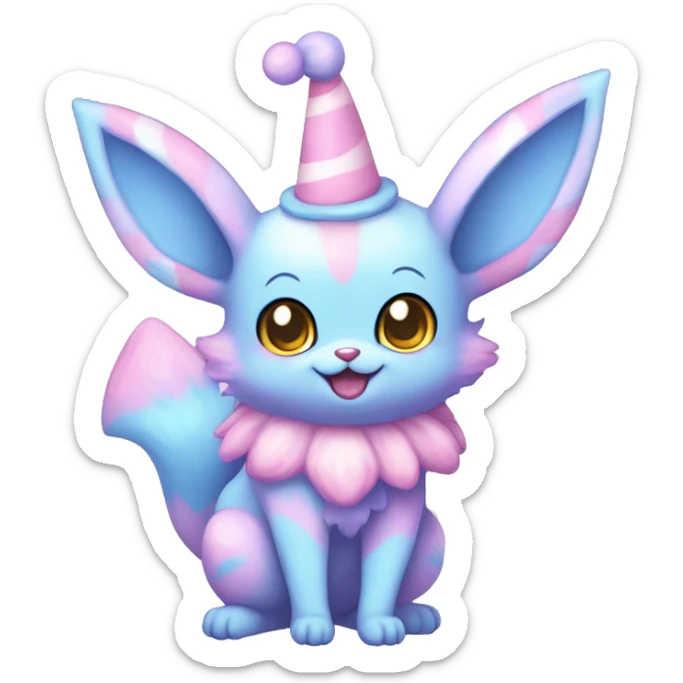 Kawaii Pastel Cotton-Candy-Colored Clown-Eeveelution-Cute-Pokémon-fusion full body sticker