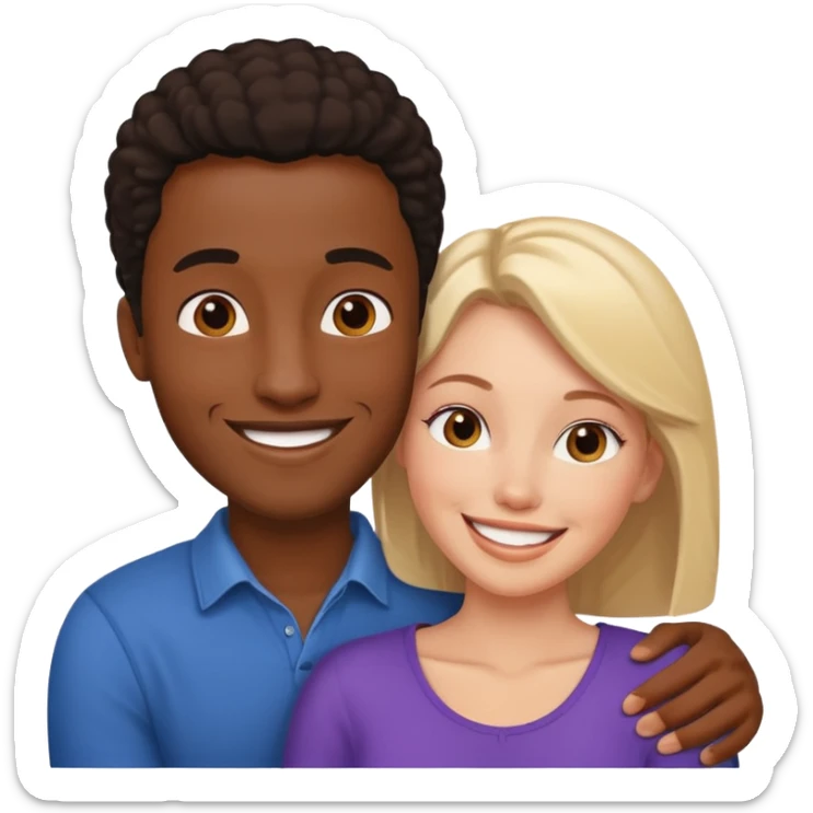 Romance - feeling of excitement associated with love - black man and white woman together sticker