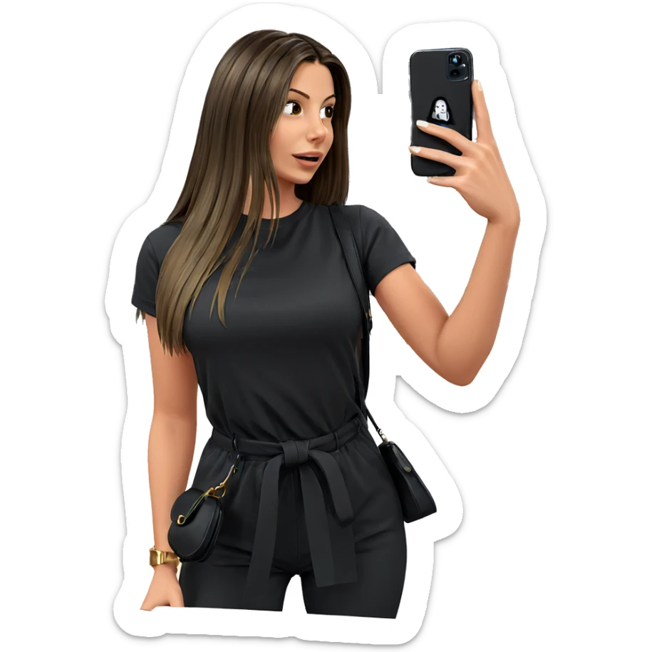 girl with phone and bag sticker