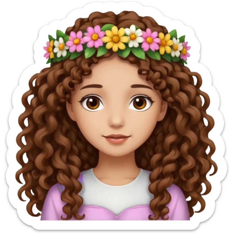 pretty girl brown long hair curly with brown eyes and lightskin  sticker