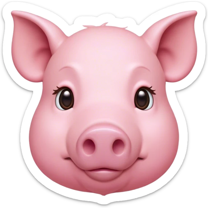 Cinematic Noble Pig Portrait Emoji, Poised and regal, with a stout, robust build and a smooth, well-groomed rosy-pink hide, deep-set soulful beady eyes, Simplified yet sharp and sophisticated features, highly detailed, glowing with a soft, dignified glow, high shine, intelligent and determined, stylized with an air of barnyard nobility, focused and attentive, soft glowing outline, capturing the essence of a watchful and confident pig, so majestic it feels as though it could trot out of the screen with effortless authority! sticker
