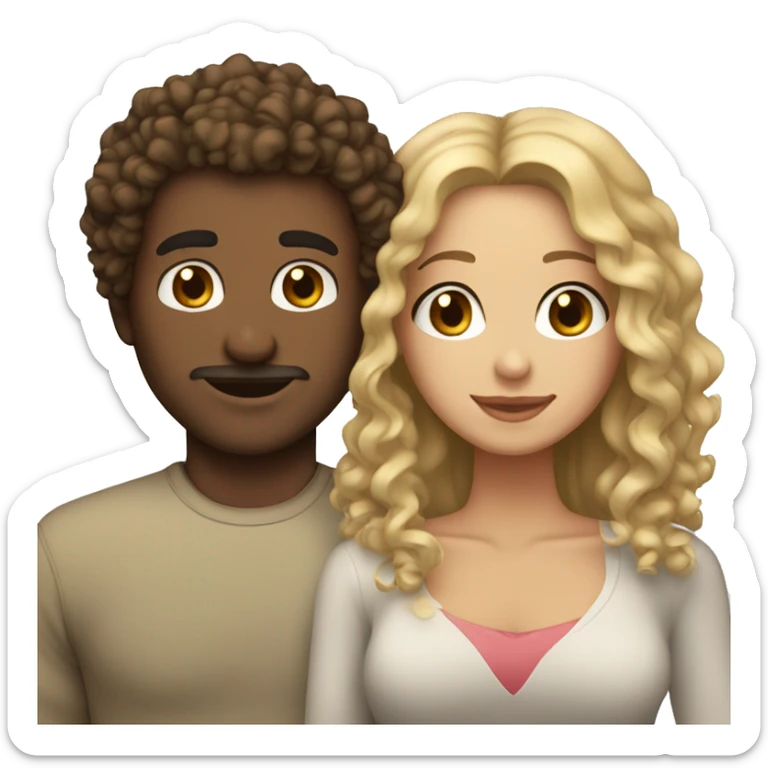 An heterosexual couple with blonde blue eyes man and a latina brunette girl with curly hair  sticker