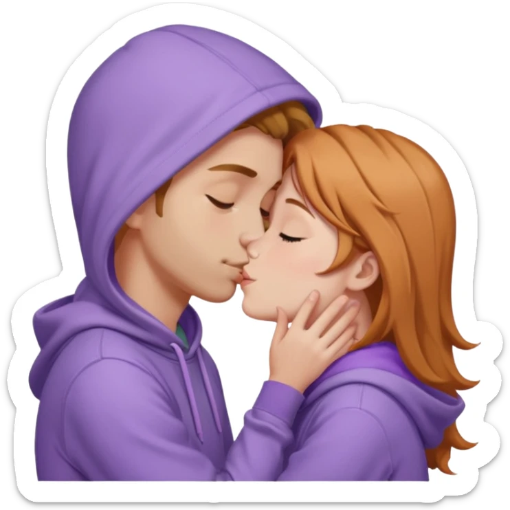 Gay in lavanda hoodie kiss with hayzel hair girl  sticker