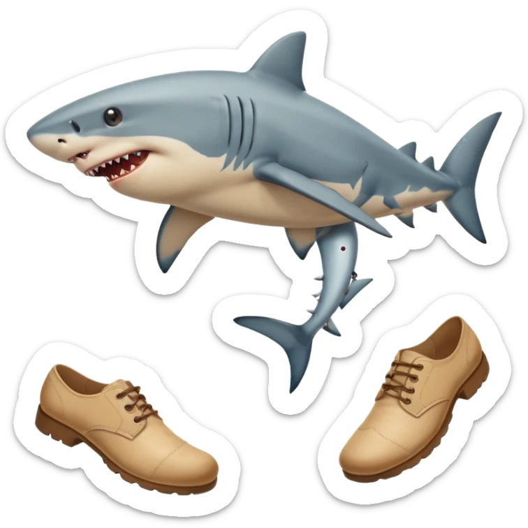shark with shoes like the Italian brain rot but the hands are sticking out and above one of the hand is a 6 and on the other one is a 7 sticker