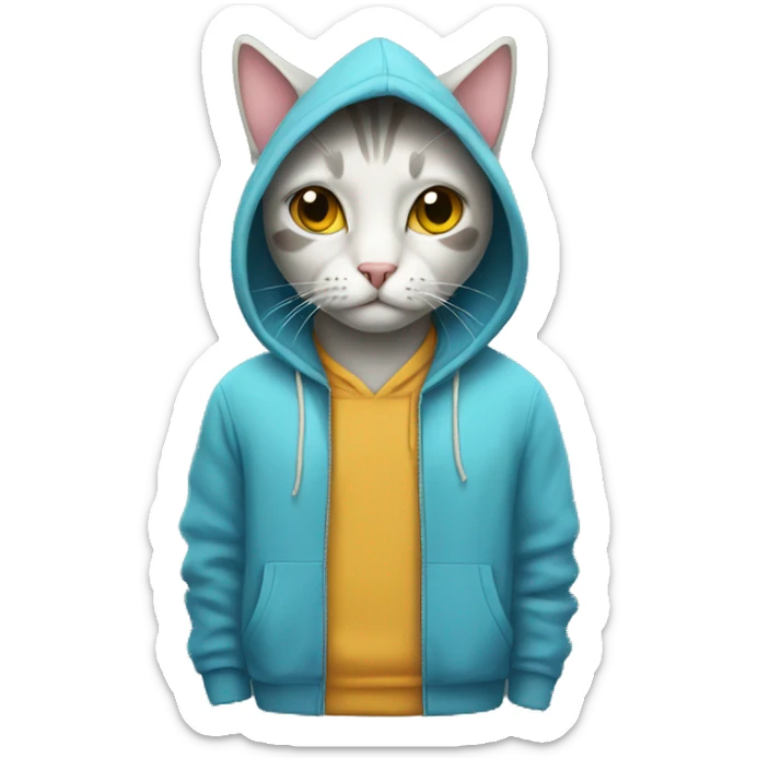 Cat wearing hoodie sticker
