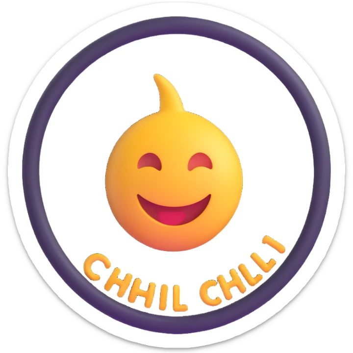 colorful 3D circular emoji with the word 'chill' in the center in a modern font sticker