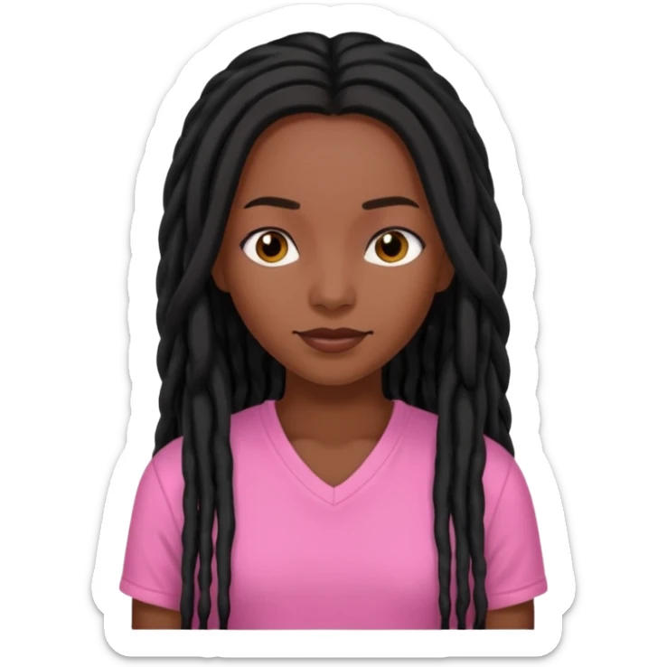 Woman dark brown skin with long black locs pink shirt sticker