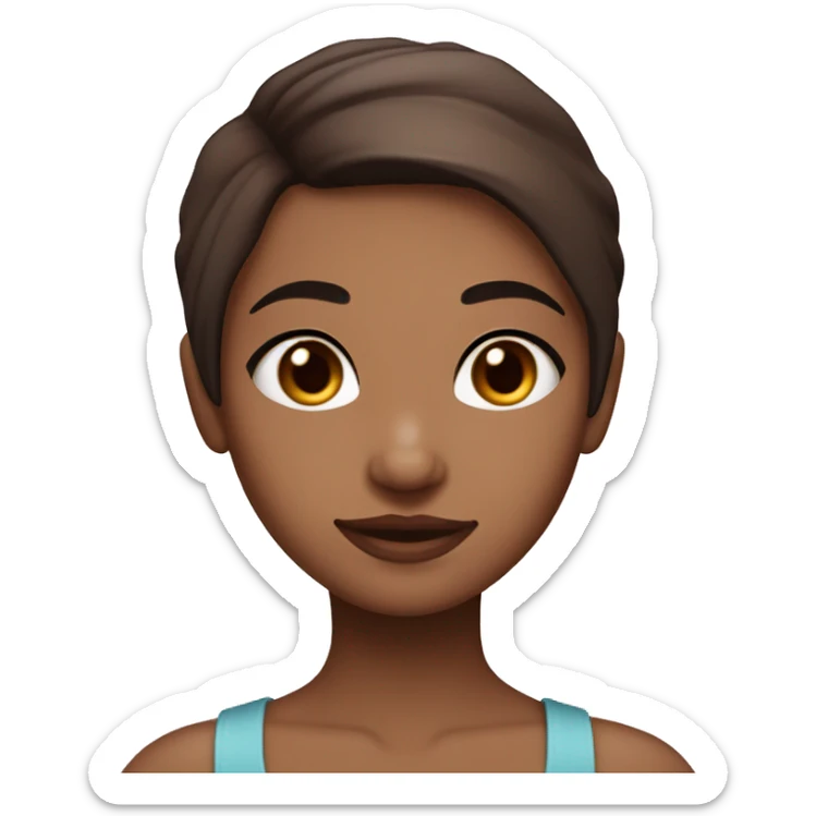 Create a girl with medium skin tones, blue eyes and chocolate colored hair to slightly below the shoulders, right arm in tattoos of flowers,  sticker