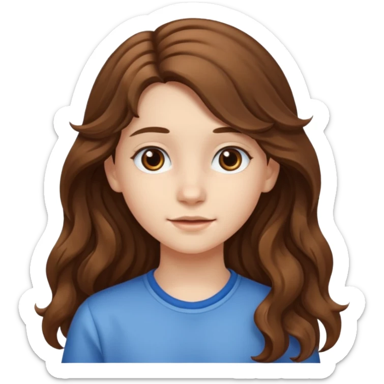 ahora hazme una nina blanca de 14 anos y que tenga el pelo cafe largo y ondulado sticker