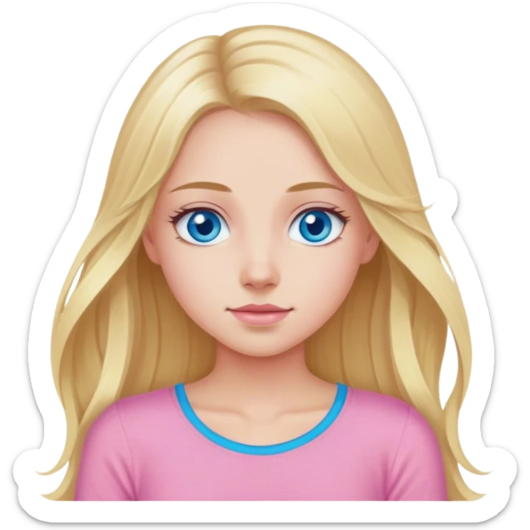 Long blonde hair, blue eyed girl in pink top sticker