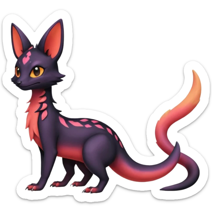 Neon-magma-pastel-gradients-colored Salandit-Umbreon-Genet-Noivern-Noibat-Serval-Hybrid (Full body) sticker
