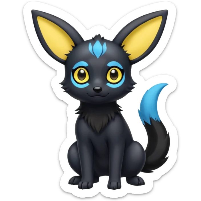 Cool cute edgy kawaii Quilava-Umbreon-animal-creature-hybrid full body sticker