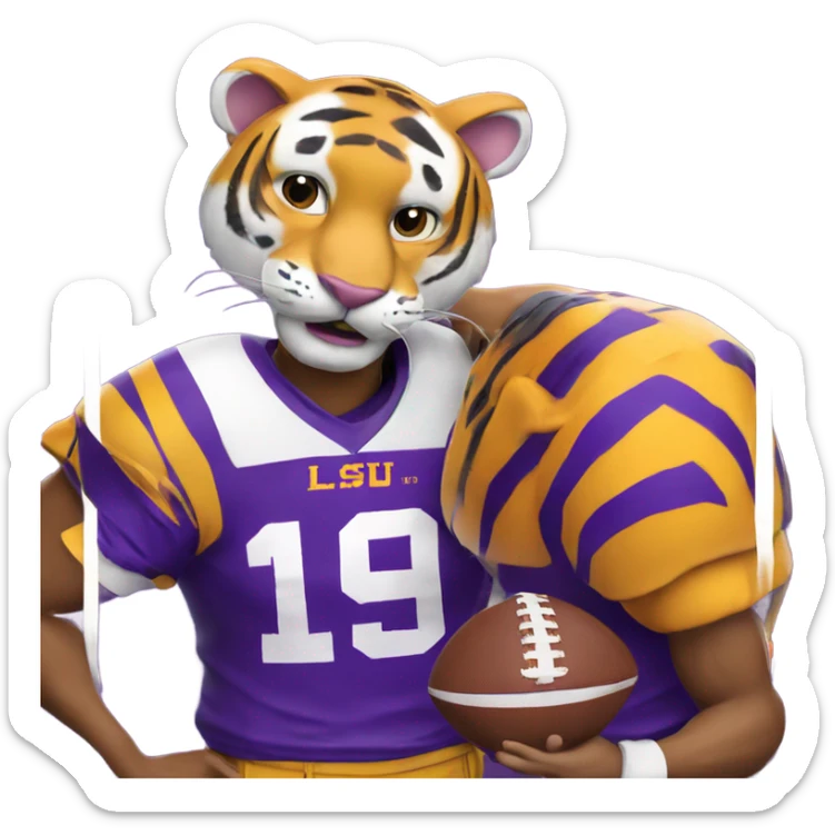 LSU Mike the Tiger in football jersey with margarita  sticker