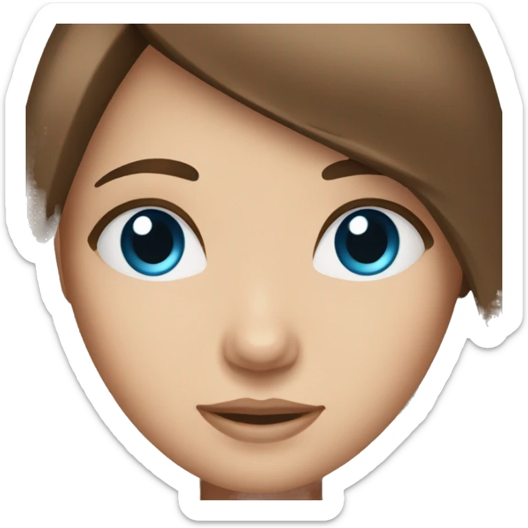 girl with straight brown hair and blue eyes  sticker