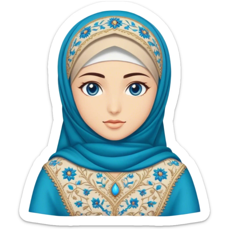 Turkish beautiful finish Konya girl blue eyes with hijab and ottoman dress sticker