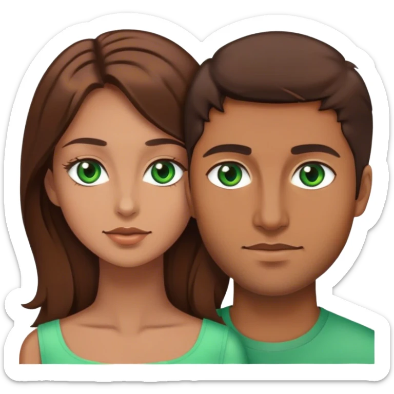 Couple man green eyes, brown hair and woman brown hair and brown eyes  sticker