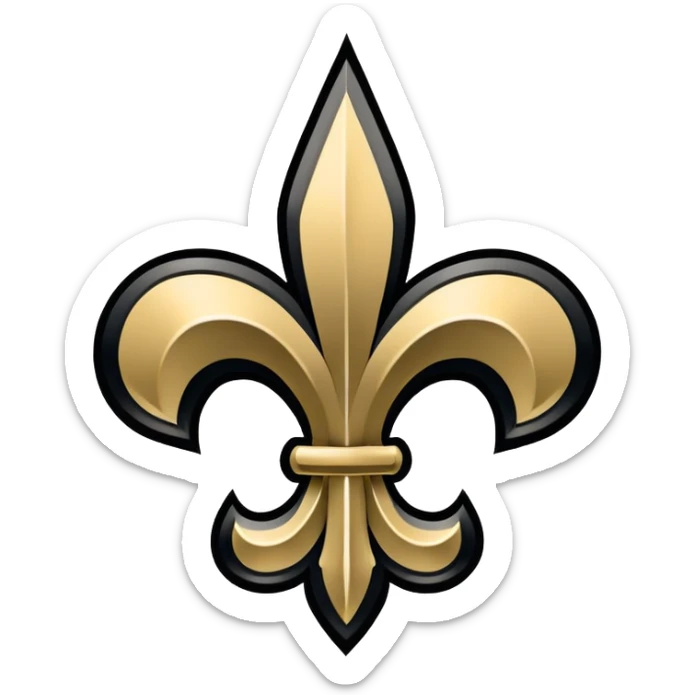 New Orleans Saints football logo with fleur-de-lis in black and gold colors sticker