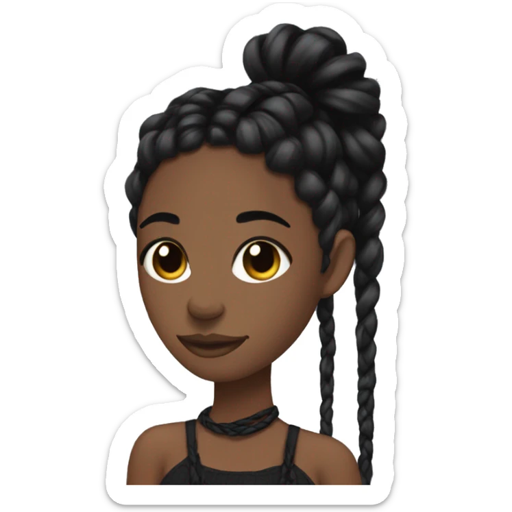 Black girl with black braids tied up. Aesthetic with a clean girl mask, doing her self-care. sticker